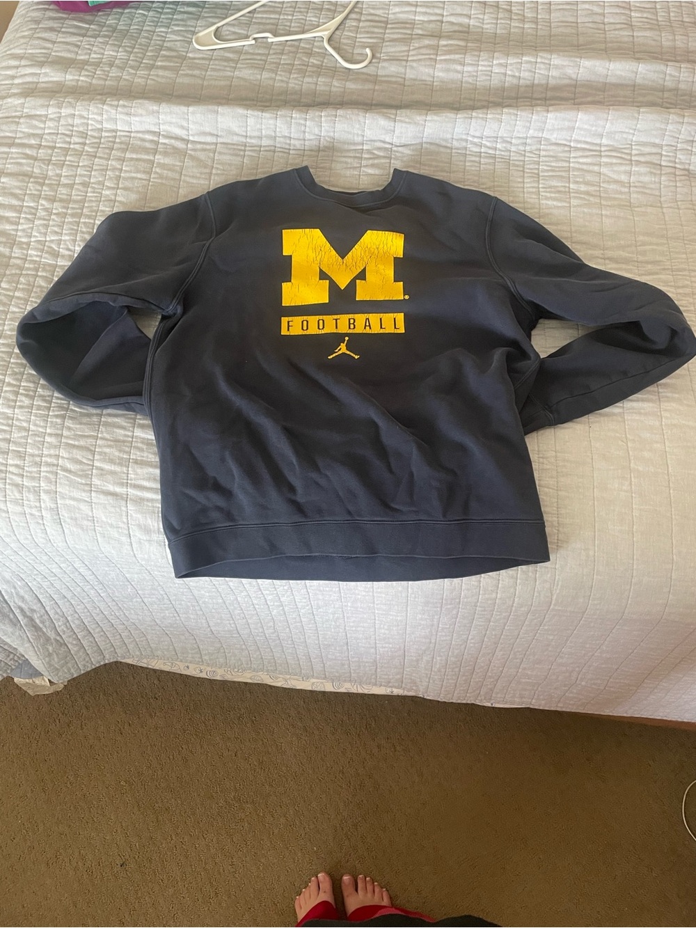 Jordan Women's Navy Sweatshirt with Yellow 'M' Football Logo